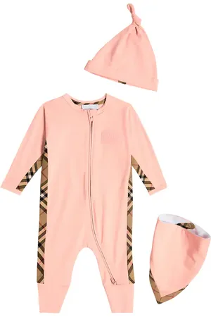 Burberry Baby Burberry Check romper, beanie and bib set