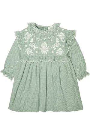 Louise Misha Illi embroidered checked cotton dress