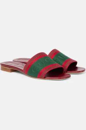 Gucci Web Stripe embroidered slides