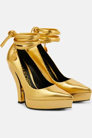Tom Ford Metallic leather platform pumps