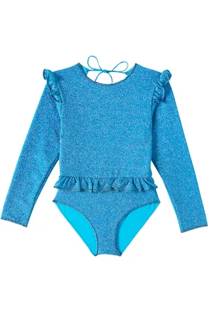 Oseree Lumiere ruffled lame swimsuit