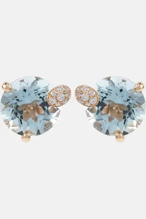 BUCHERER FINE JEWELLERY 18kt rose gold earrings with aquamarine and diamonds