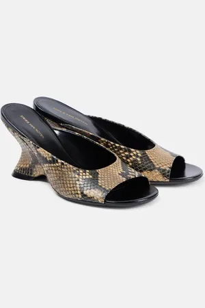 DRIES VAN NOTEN Snake-effect leather mules