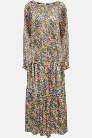 Plan C Floral pleated midi dress