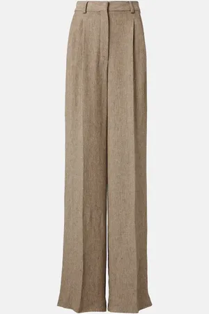 Loro Piana Nyack chevron linen crepe wide-leg pants