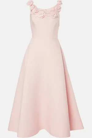VALENTINO Crepe Couture floral-applique midi dress
