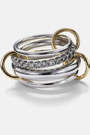 SPINELLI KILCOLLIN Janssen SG Gris sterling silver ring with diamonds and yellow and rose connectors