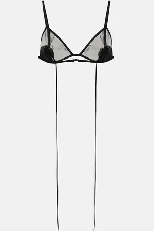 Nensi Dojaka Floral-applique mesh bra