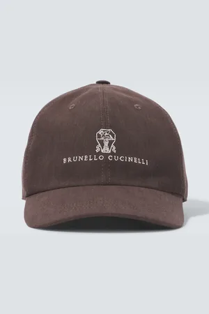 Brunello Cucinelli Leather-trimmed linen baseball cap