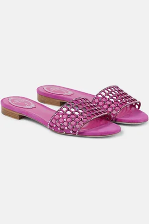 RENE CAOVILLA Embellished suede slides