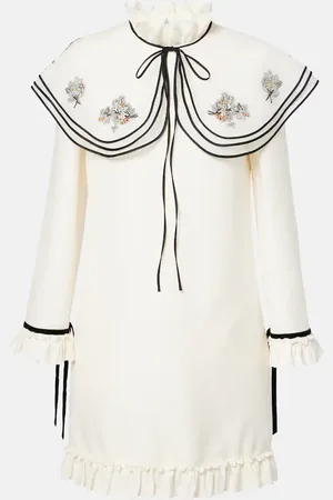 VALENTINO Crepe Couture embroidered minidress
