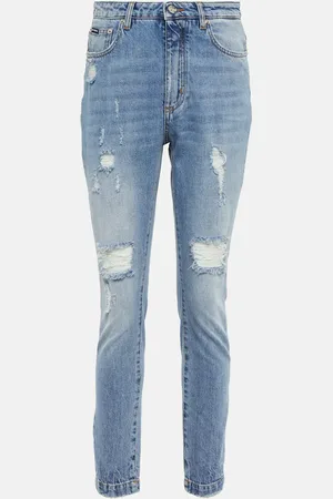 Dolce & Gabbana Distressed high-rise skinny jeans
