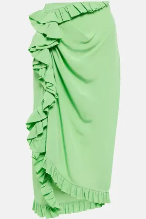 DRIES VAN NOTEN Ruffle-trimmed crepe midi skirt