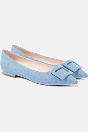 Roger Vivier Gommettine Ball denim ballet flats
