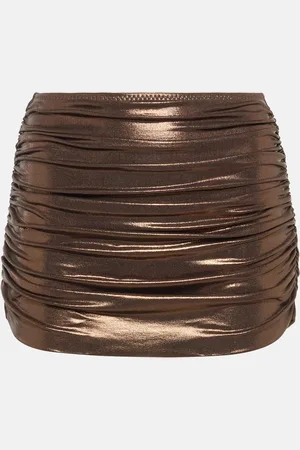 Norma Kamali Metallic ruched swim skirt