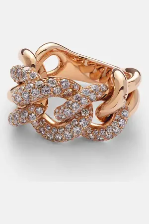 Pomellato Catene 18kt rose ring with white diamonds