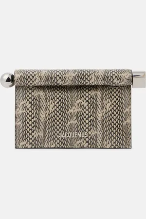 Jacquemus Rond Carre snake-effect leather clutch