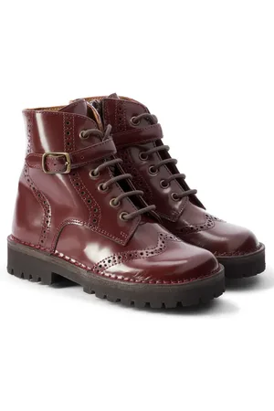 PèPè Brushed leather lace-up boots