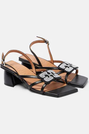 Ganni Embellished faux leather sandals