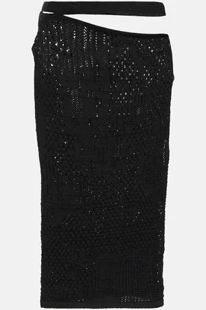 Roberta Einer Cutout cotton knit midi skirt