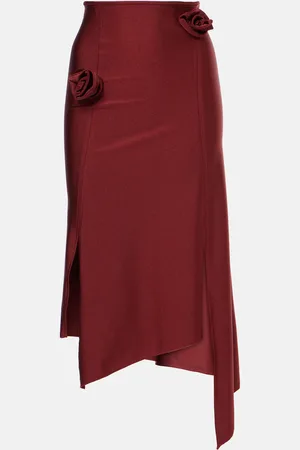 COPERNI Floral-applique asymmetric midi skirt