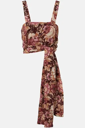 Chloé Floral crepe de chine crop top