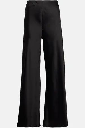 Norma Kamali High-rise satin wide-leg pants