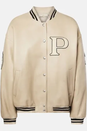 Prada Patch-applique padded leather varsity jacket