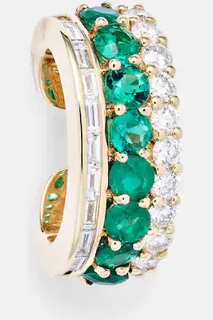 Anita Lola 18kt ear cuff with emeralds and diamonds