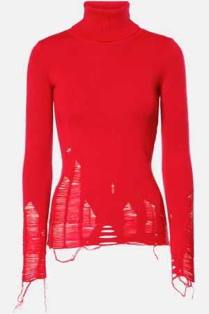 Maison Margiela Distressed wool-blend turtleneck sweater
