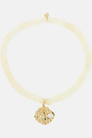 Sydney Evan Clam Shell 14kt charm bracelet with diamonds and freshwater pearl