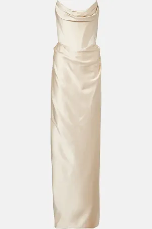 Vivienne Westwood Galaxy draped crepe satin bustier gown