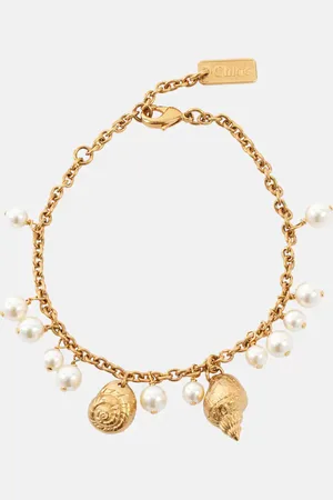 Chloé Faux pearls shell-embellished charm bracelet