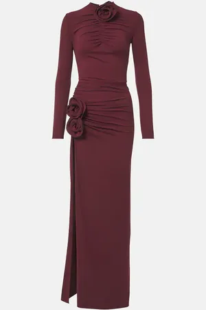 MAGDA BUTRYM Floral-applique ruched jersey gown