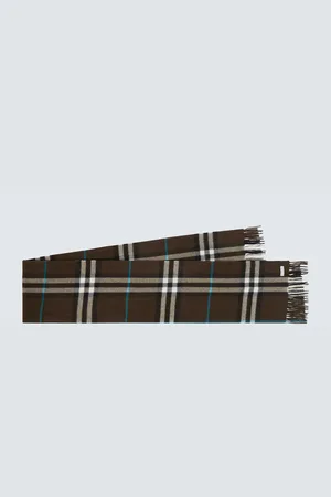 Burberry Check fringed cashmere scarf