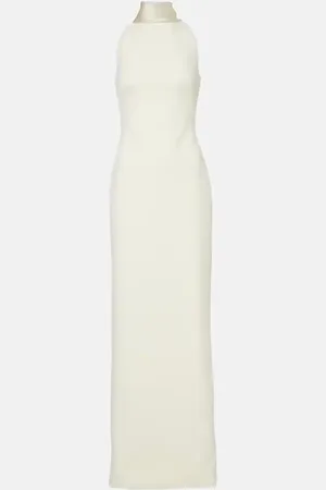 Safiyaa Holliana satin-trimmed crepe gown