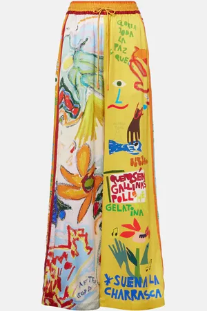 ALÉMAIS La Charrasca printed silk satin wide-leg pants