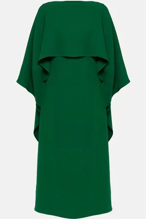 VALENTINO Caped silk crepe midi dress