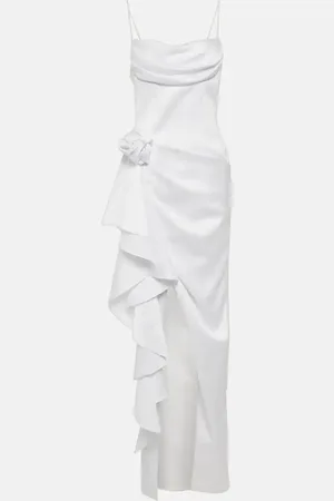 Rasario Floral-applique satin gown