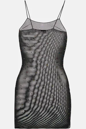 Oseree Gem embellished mesh slip dress