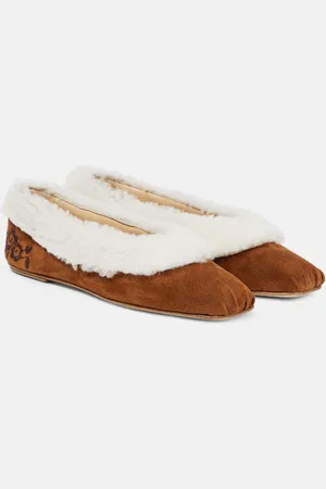 MAGDA BUTRYM Embroidered shearling ballet flats