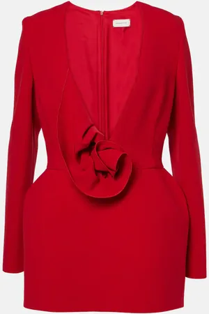MAGDA BUTRYM Floral-applique wool-blend minidress