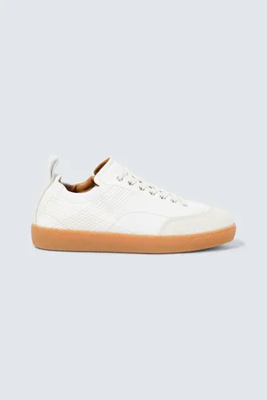 DRIES VAN NOTEN Suede-trimmed leather sneakers