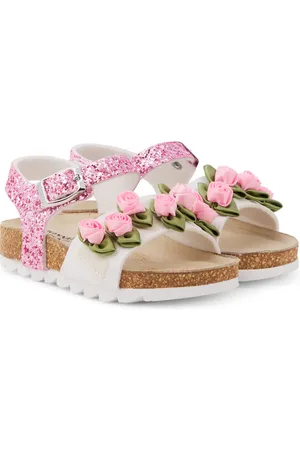 MONNALISA Floral-applique glitter sandals