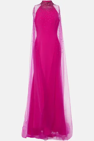 Jenny Packham Limelight crystal-embellished caped gown
