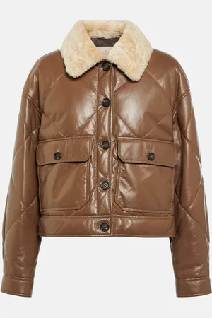 Brunello Cucinelli Shearling-trimmed leather jacket