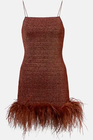 Oseree Lumiere Plumage feather-trimmed minidress
