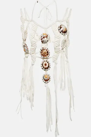 Chloé Larry shell-embellished crepe de chine necklace