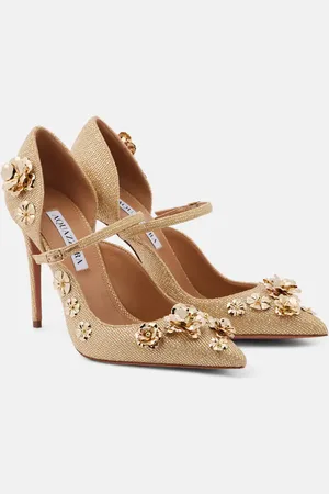 Aquazzura Bloom 105 floral-applique pumps