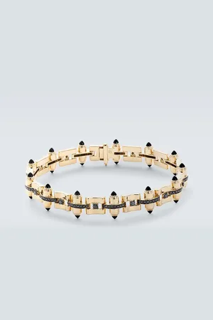 Rainbow K Celeste 14kt link bracelet with diamonds and onyx